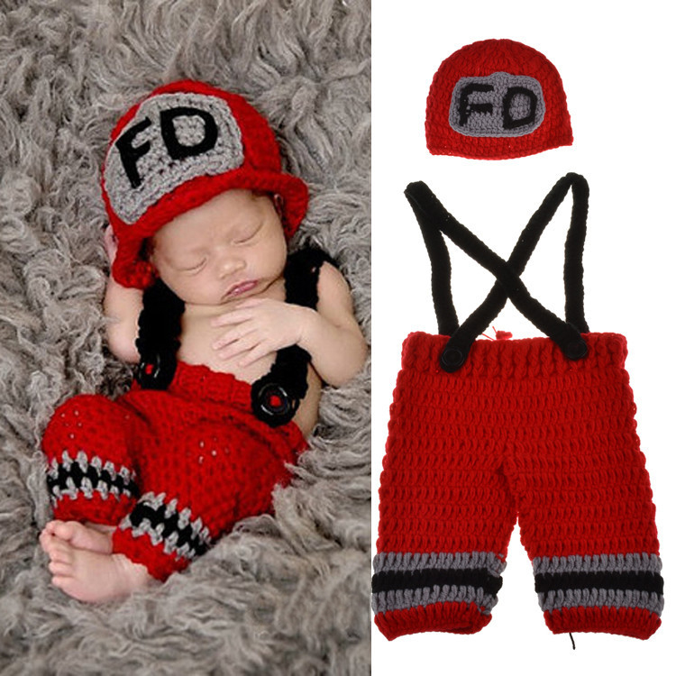 Baby Clothing Newborn - Вязаный крючком костюм пожарного для новорожденных
